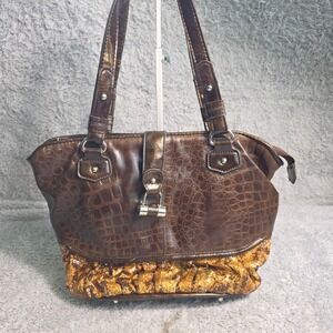 M.C. Marc Chantel Shoulder Bag Brown Croc Sequin Snakeprint Y2K Exotic Mob Life